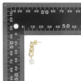 CZ Gold Cuban Chain White Pearl Earrings, Sku#ZX146