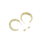 CZ Gold Twisted Line Hoop Earrings, Sku#LD518