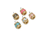 CZ Enamel Evil Eye On Tube Spacer Beads, Sku#LD275