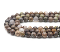 Natural Ocean Jasper Round Smooth Beads, Red Green Brown Matrix, Sku#U1325