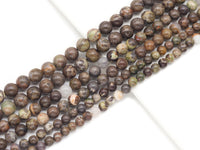 Natural Ocean Jasper Round Smooth Beads, Red Green Brown Matrix, Sku#U1325