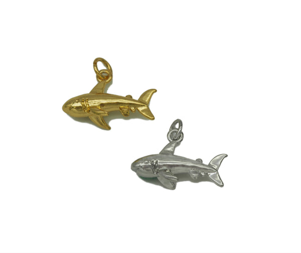Gold/Silver Shark Shape Charm, Sku#Z1445