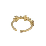 Gold CZ Cross Flower Adjustable Ring, Sku#LK799