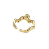 Gold CZ Wave Dot Adjustable Ring, Sku#LK792