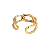 Gold Oval Link Adjustable Ring, Sku#LK800