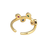 Gold Clear Colorful CZ Tree Leaf Adjustable Ring, Sku#LK808