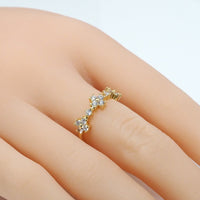 Gold CZ Cross Flower Adjustable Ring, Sku#LK799