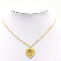 Gold Flower on Heart Charm, Sku#F1473