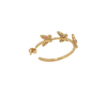 Gold Colorful CZ Butterfly Hoop Earrings, Sku#LD396