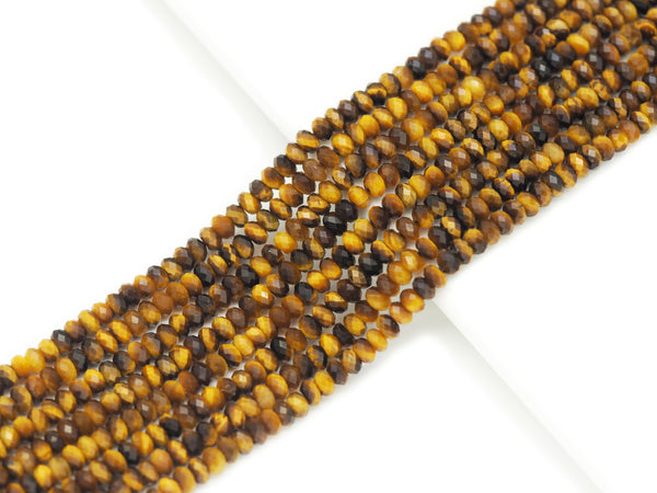 High Quality Natural Yellow Tiger Eye Rondelle Faceted Beads, Sku#UA233