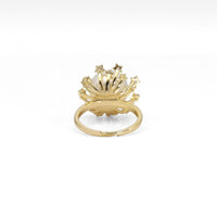 Gold White Pearl blossoms flower Adjustable Ring, Sku#ZX150