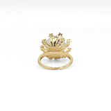 Gold White Pearl blossoms flower Adjustable Ring, Sku#ZX150