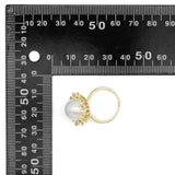 Gold White Pearl blossoms flower Adjustable Ring, Sku#ZX150