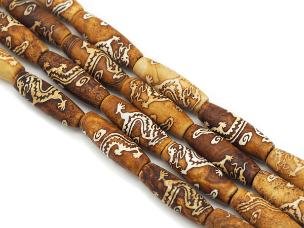 Natural Tibetan Agate Barrel Focal Beads, Dragon Beads, Sku#U1341