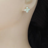 CZ Gold North Star White Pearl Stud Earrings, Sku#ZX154