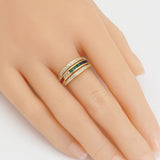 Gold Silver Colorful Baguette CZ Adjustable Ring, Sku#LX397