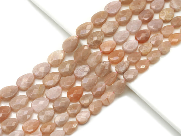 Natural Quality Faceted Teardrop Peach Moonstone Beads, Sku#HY3