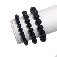 Blue Goldstone Round Smooth Stretchy Braclet, 8mm/10mm/12mm, Sku#EF299