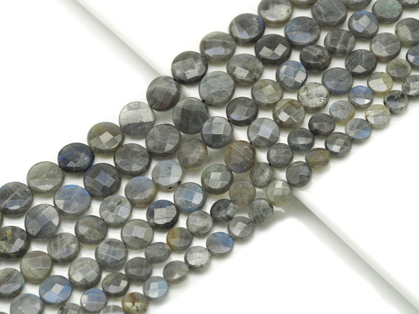 Natural Quality Faceted Coin Labradorite Beads, Sku#HY7