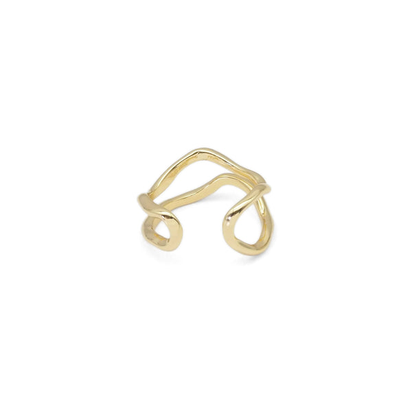 Gold Minimal Wave Line Adjustable Ring, Sku#ZX148