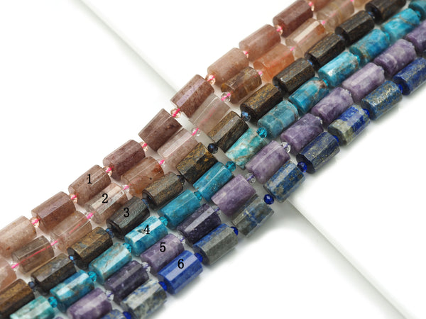 Natural Faceted Cylinder Gem Beads, 10x14mm, Sku#HY16