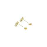 CZ Gold Flower Stud Earrings, Sku#LD505