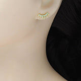 Gold CZ Spike Ear Climber Earrings, Sku#LD506