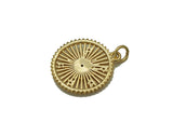 CZ Flower On Hollow Out Round Charm, Sku#F1488