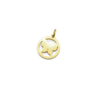Plain Butterfly Circle Charm with CZ, Sku#Y868
