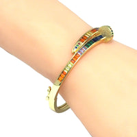 Colorful CZ Gold Adjustable Bracelet, Sku#LD402