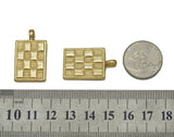 Gold Mosaic On Rectangle Charm, Checkboard Dog tag, Sku#F1492