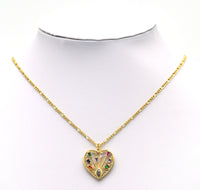 Trapezoid CZ on Hollow Out Heart Charm, Sku#F1487