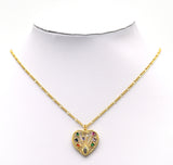 Trapezoid CZ on Hollow Out Heart Charm, Sku#F1487