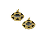 Black Enamel Evil Eye Oval Charm, Sku#Y699