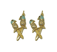 CZ Enamel Double Parrot Charm, Sku#LD302