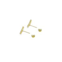 CZ Gold Moon Arc Climber Stud Earrings, Sku#LK892