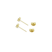Dainty CZ Gold Flower Stud Earrings, Sku#LK894