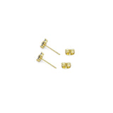 Clear Blue CZ Gold Flower Stud Earrings, Sku#LK895