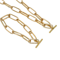 Gold Chunky Paperclip Link Chain Necklace Bracelet, sku#EF307