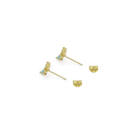 CZ Gold Coconut Tree Stud Earrings, Sku#LK896