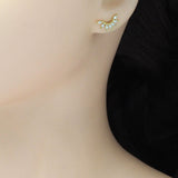 Clear Oval CZ Gold Peacock Flower Climber Earrings, Sku#LK898