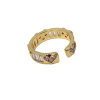 Gold Pink Heart CZ Adjustable Ring, Sku#LK773