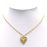 CZ Gold Eagle On Hollow Out Heart Charm, Sku#LK639