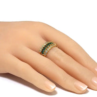 Gold Clear Green CZ Thick Band Adjustable Ring, Sku#LD397