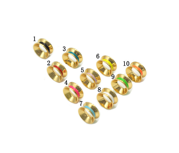 Large Hole Enamel Round Ring Spacer Beads, Sku#LK647
