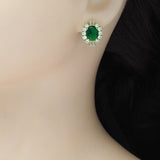 CZ Green Oval Emarald Color Stud Earrings Pendant, Sku#LK903
