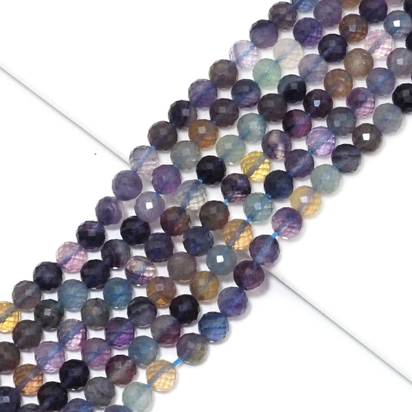 Genuine Colorful Fluorite Round Faceted Beads, 8mm, Sku#U1515