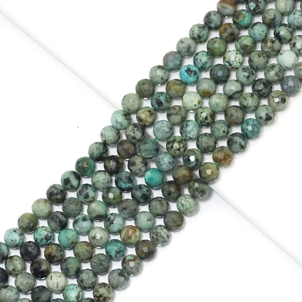 Genuine African Turquoise Round Faceted Beads, 8mm, Sku#U1514