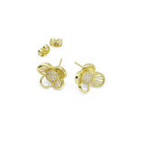 CZ Gold Flower Stud Earrings, Sku#LK899