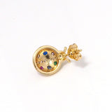 Gold Colorful CZ Ladybug Stud Earrings, Sku#LK777